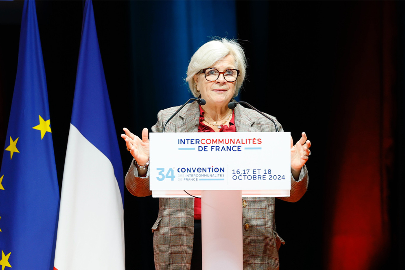 Catherine Vautrin, ministre du Partenariat avec les territoires et de la Décentralisation, présente à la 34e convention d'Intercommunalités de France au Havre. (Photo Bruno Levy / Intercommunalités de France)